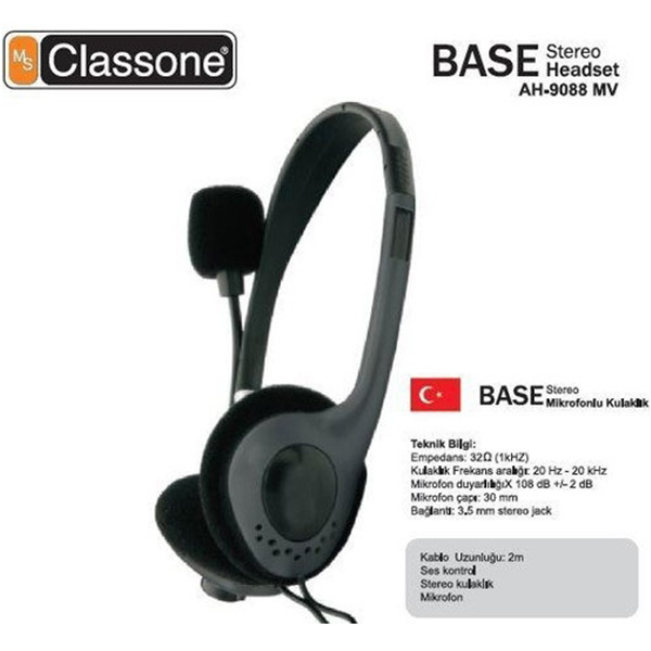 Base Serisi Kulaklık, Mikrofonlu ve Kablodan Ses Kontrol / Siyah