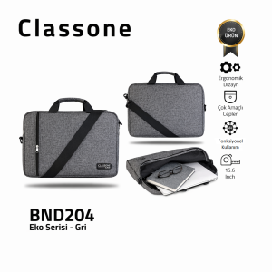 Classone BND204-K Eko1 Serisi -15.6 inch Uyumlu Notebook Çantası -Gri
