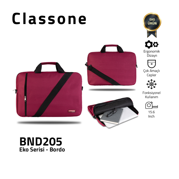 Classone BND205 Eco1 Series-15,6 Zoll kompatible Notebook-Tasche - Burgund