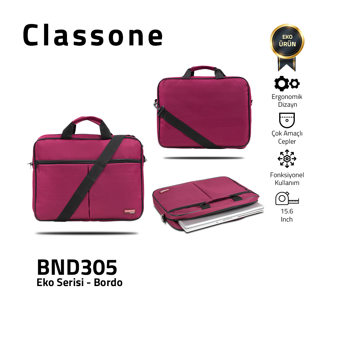 Classone BND305 Eko2 Serisi 15,6 inch Notebook Çantası / Bordo