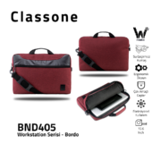 Classone WorkStation1 Serisi BND405 WTXpro Su Geçirmez Kumaş 15.6 " Laptop Çantası-Bordo