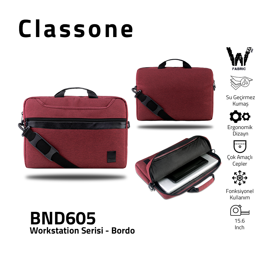 Classone WorkStation3 Series BND605 15.6 '' Laptop Bag-Claret Red