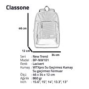 Classone New trend Serisi BP-NW101 15.6 inch WTXpro Su Geçirmez Kumaş, Su Geçirmez Fermuar Laptop Sırt Çantası – Lacivert