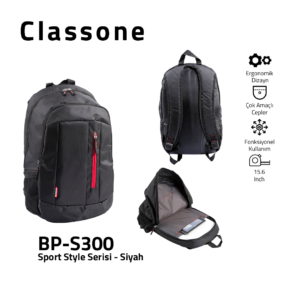Classone BP-S300 Sport Stylen-Serie Rucksack - Schwarz