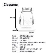 Classone BP-WTX101 WTXpro Serisi15.6 inch Macbook, Notebook, Laptop, Çantası-Lacivert