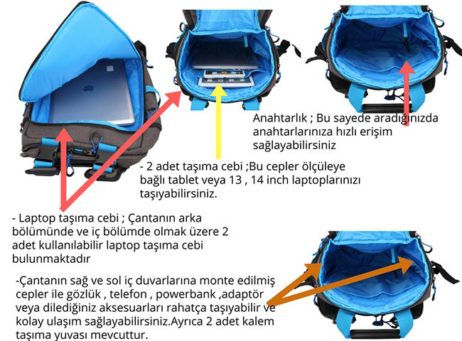 Classone BP-IT400 Venedik Serisi WTXpro Su Geçirmez Kumaş Sırt Çantası 15.6" Uyumlu