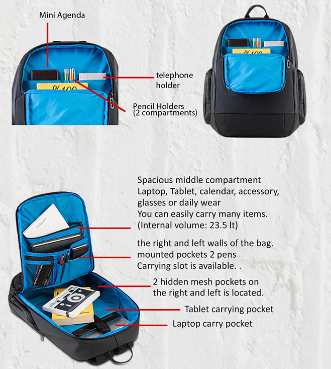 Classone Parma Series BP-IT800  WTXpro Waterproof Fabric 15.6 Laptop Backpack - Black