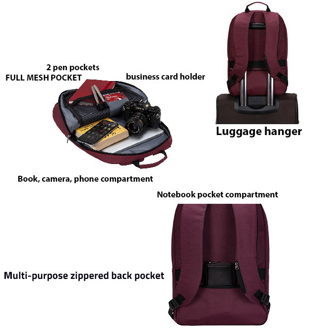 Zaino Series BP-Z205 Laptop Backpack / Claret Red