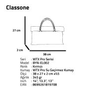 Classone BYN-EL002 WTXPro Su Geçirmez Kumaş 13-14 inch Bayan Laptop El Çantası- Tote Bag - Kırmızı