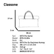 Classone BYN-EL004 WTXPro Su Geçirmez Kumaş 13-14 inch Bayan Laptop El Çantası- Tote Bag - Gri