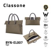 Classone BYN-EL007 WTXPro Su Geçirmez Kumaş 13-14 inch Bayan Laptop El Çantası- Tote Bag - Yeşil