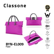 Classone BYN-EL009 WTXPro Su Geçirmez Kumaş 13-14 inch Bayan Laptop El Çantası- Tote Bag- Fuşya