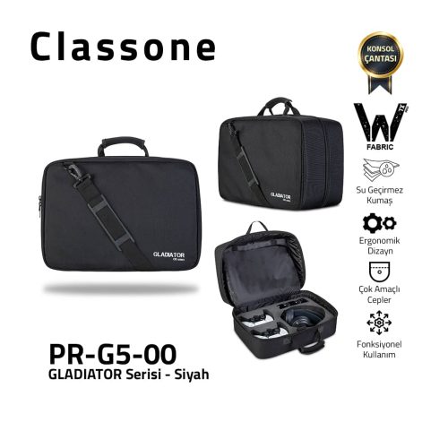 Classone PR-G5-00 Gladiatör G5 Serisi Oyun Konsolu Taşıma Çantası - Siyah