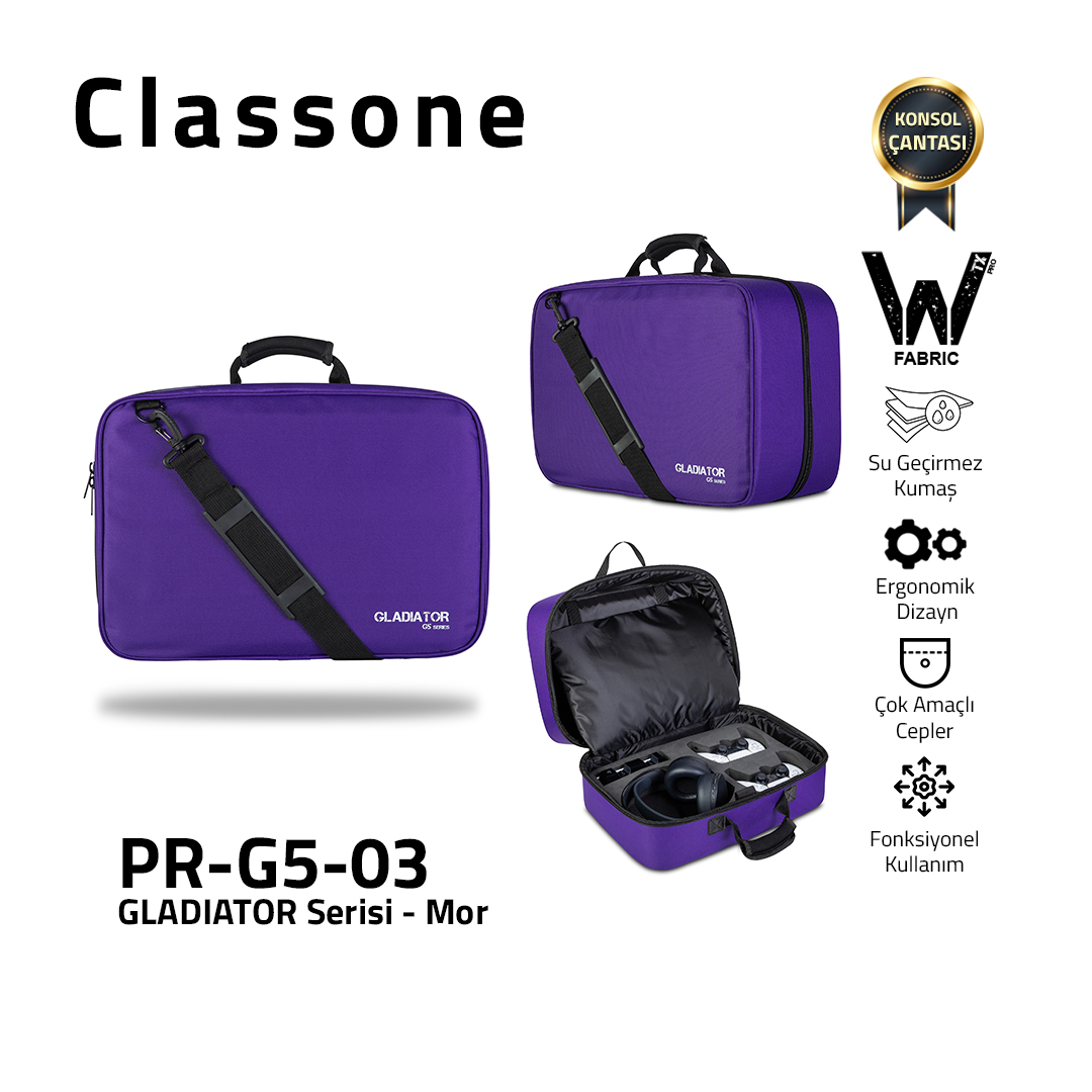 Classone PR-G5-03 Gladiator G5 Series Game Console Carrying Case - Purple