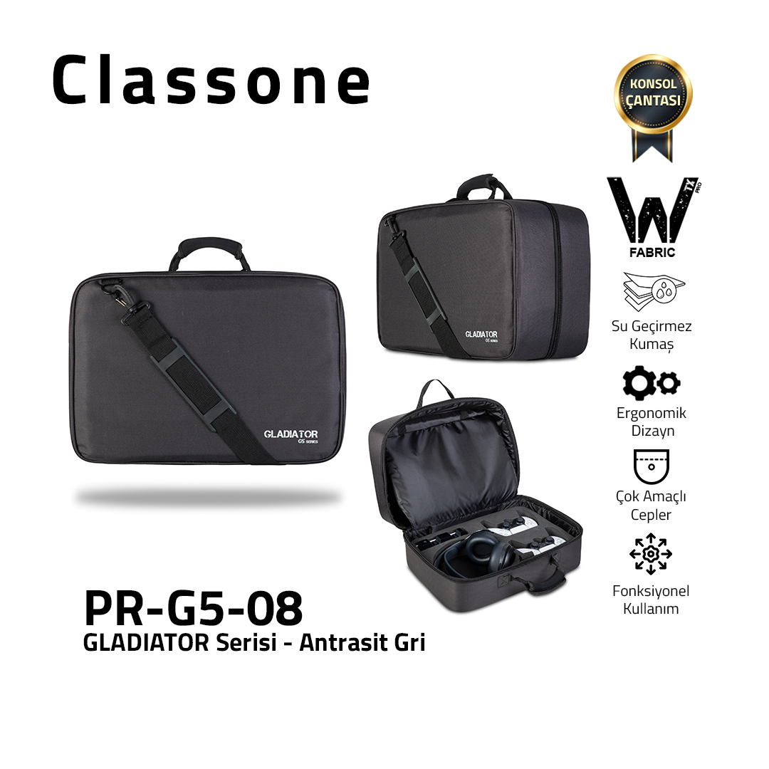 Classone PR-G5-08 Gladiator G5 Series Game Console Carrying Case - Anthracite Gray