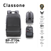 Classone BP-IT704 Pavia WTXpro Wasserdicht Stoff 15.6 ″ Laptop, Notebook Rucksack - Grau