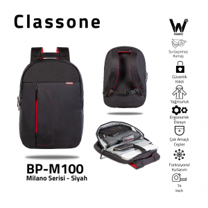 Milano-Serie BP-M100 WTXpro Wasserdicht Stoff Rucksack - Schwarz