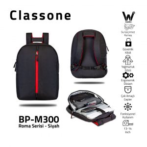 Roma-Serie BP-M300 WTXpro Wasserdicht Stoff Rucksack - Schwarz