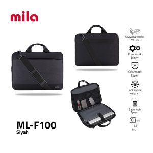 Classone ML-F100 13,14,15,6 Zoll Mila Laptoptasche, kompatibel mit Lenovo, HP, Asus, Monster, MacBook, Mac Air – Schwarz
