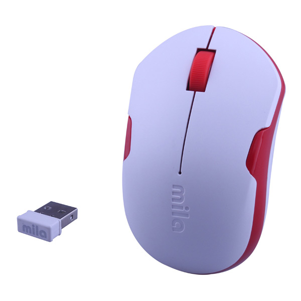 Kablosuz USB Nano Alıcılı Optik Mouse Beyaz / Kırmızı