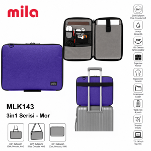 Mila 3-in-1 Serie MLK143 – Kompatible Tasche für 13- und 14-Zoll-Tablets und Laptops – Lila