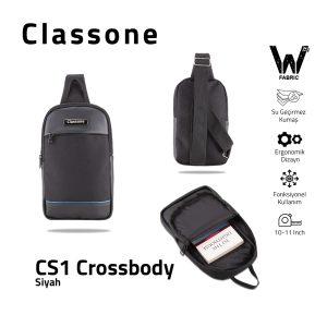 Classone Crossbody Serisi CS1 WTXPro Su Geçirmez Kumaş Seyahat ve Omuz Çantası - Siyah Mavi