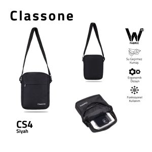Classone CS4 Crossbody Serisi WTX Pro Su Geçirmez Kumaş Seyahat Omuz Çantası -Siyah