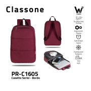 Classone PR-C1605 Casetto Serisi WTXpro Su Geçirmez Kumaş 15.6 Notebook Sırt Çantası-Bordo
