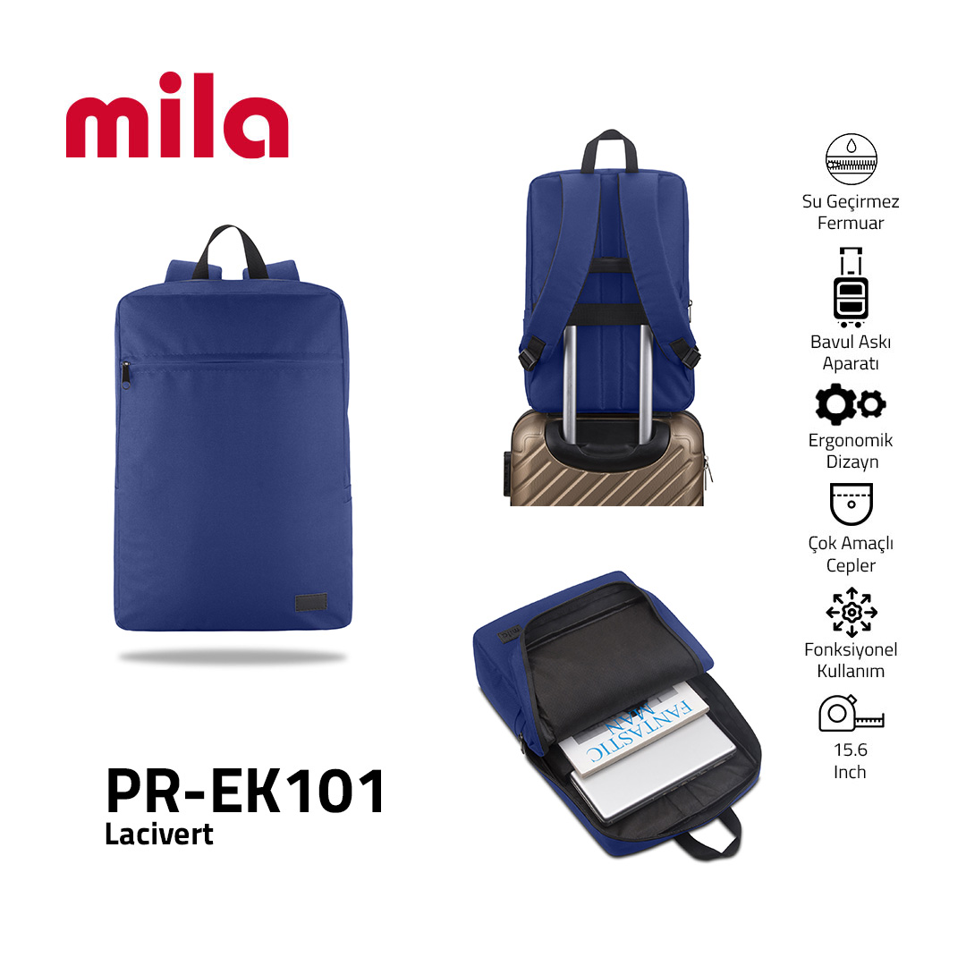 Classone PR-EK101 15.6" Mila Laptop Sırt Çantası,Lenovo,Hp,Asus,Monster,Macbook,Mac Air Uyumlu- Lacivert