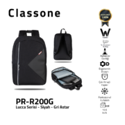 Classone Lucca Serie PR-R200G  WTXpro Wasserdicht Stoff 15.6 Laptop-Rucksack / Grau Liner