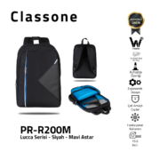 Classone Lucca Serie PR-R200M WTXpro Wasserdicht Stoff 15.6 Laptop-Rucksack / Schwarz-Blau Futter