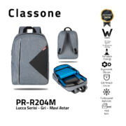 Classone Lucca Serie PR-R204M WTXpro Wasserdicht Stoff 15.6 Laptop-Rucksack / Grau-Blau Liner