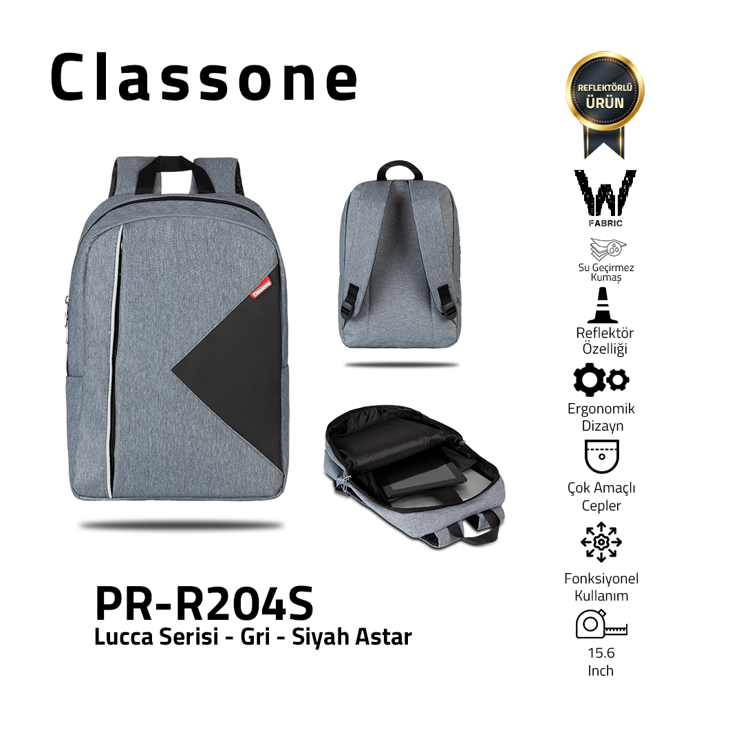 Classone Lucca Serie PR-R204S WTXpro Wasserdicht Stoff 15.6 Laptop-Rucksack / Schwarz Liner