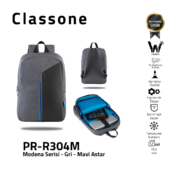 Classone Modena Serie PR-R304M WTXpro Wasserdicht Stoff 15.6 Laptop-Rucksack - Grau/Blau