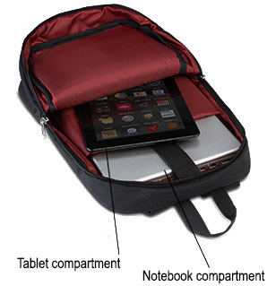 Classone Modena Series PR-R300B WTXpro Waterproof Fabric 15.6 Laptop Backpack - Black/Claret Red
