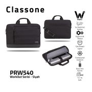 Classone WorkOut Serisi PRW540 WTXpro Su Geçirmez Kumaş  13-14 inch Laptop , Notebook Çantası -Siyah