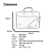 Classone Ravenna Serisi VP1000 13-14 inch  El Çantası-Siyah
