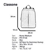 Classone PR-R146 Roma Medium Serisi WTXpro Su Geçirmez Kumaş Notebook 14 inch Sırt Çantası / Mor