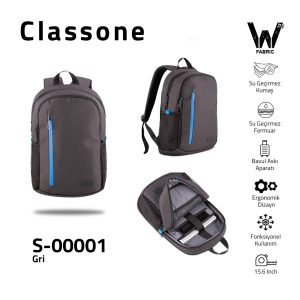 Classone S-00001 WTXpro Rucksack aus wasserdichtem Stoff, 15,6 Zoll, Grau