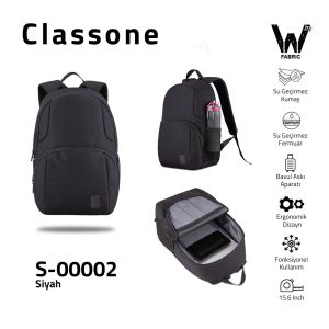 Classone S-00002 WTXpro Rucksack aus wasserdichtem Stoff, 15,6 Zoll, Schwarz