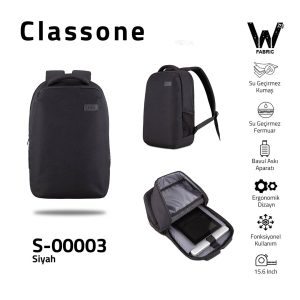 Classone S-00003 WTXpro Rucksack aus wasserdichtem Stoff, 15,6 Zoll, Schwarz