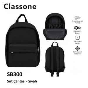 Classone SB300 Rucksack für Reisen, Sport und Alltag – Schwarz
