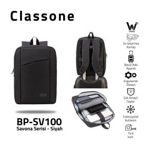 Classone Savona Series, BP-SV100 WTXpro Waterproof Fabric ,15.6 Backpack Notebook Bag-Black