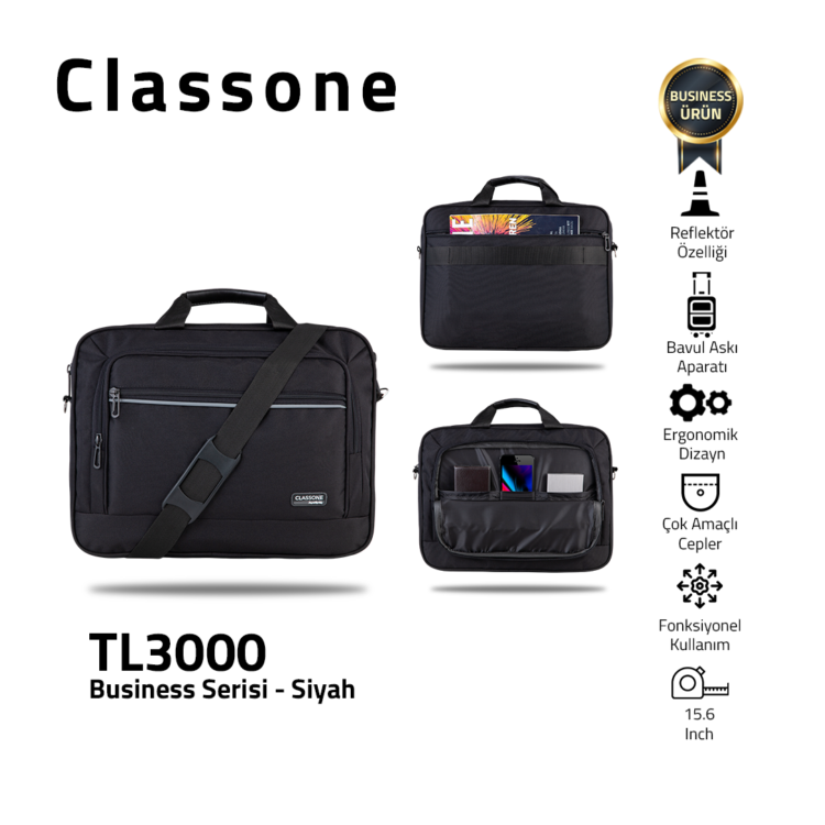 Classone Business Large Series TL3000 15.6 inch Compatible Notebook Bag - Black