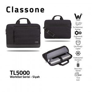 Classone WorkOut Series TL5000 WTXpro Wasserdicht Stoff 15,6 Zoll Laptop , Notebooktasche -Schwarz