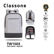 Classone TW1503 Twin Color 15.6 Sırt Notebook Çantası-Açık Gri