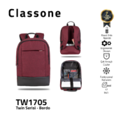Classone TW1705 Twin Color 17 inch Laptop Bag - Claret Red