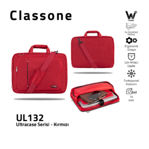 Classone UL132 Ultracase Serisi 13-14 inch Notebook Çantası Kırmızı