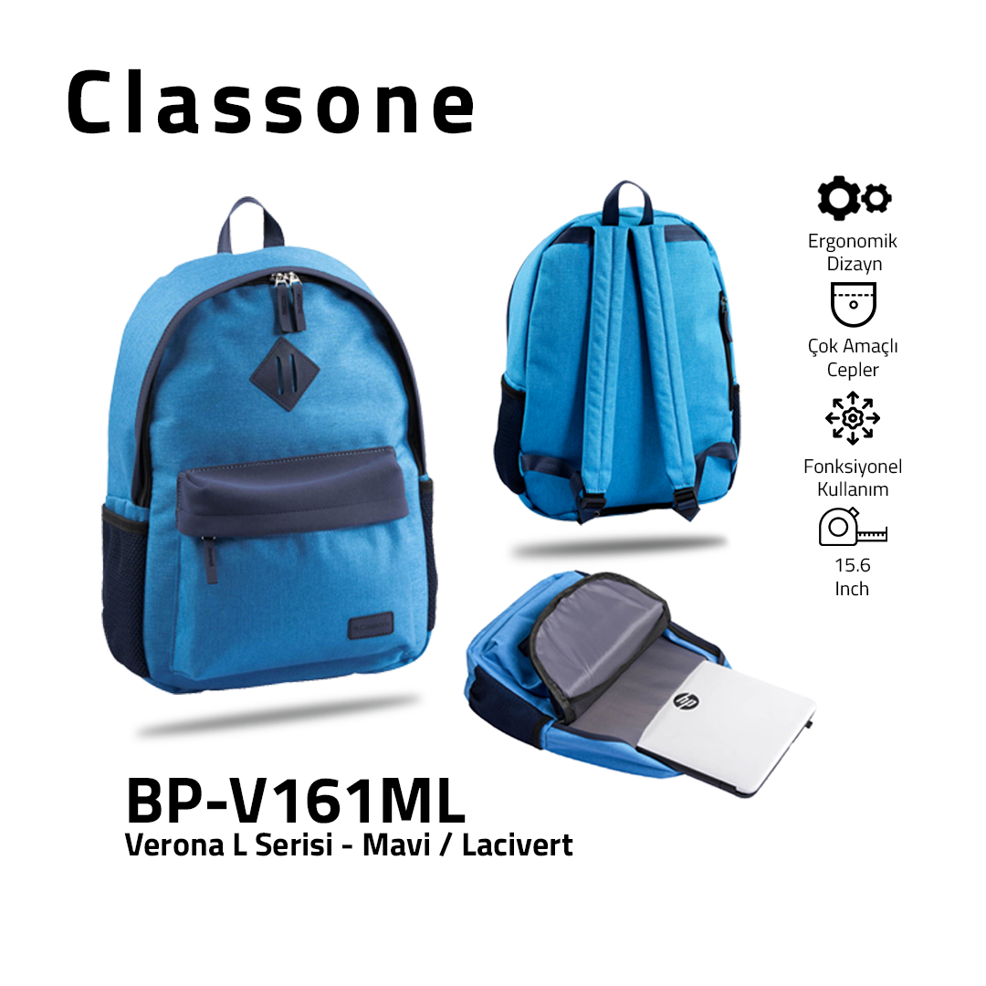 Classone BP-V161ML Verona L Serisi 15,6 inch Sırt Çantası Mavi - Lacivert
