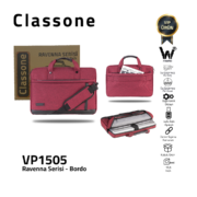 Classone Ravenna Serisi VP1505 WTXpro Su Geçirmez Kumaş 15.6 inch  El Çantası-Bordo